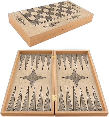 Star Marmara Yakma Ahşap Tavla – 12 mm MDF Kasa, Parlak Selefon Kaplama, 36 mm Krem &amp; Siyah Tavla Pulları, 9 mm Zar – Dayanıklı, Şık ve Tasarım