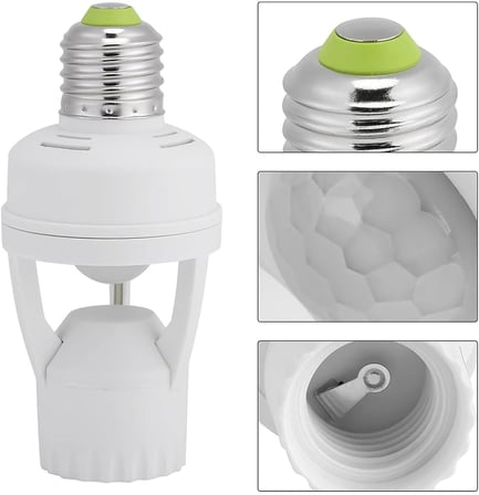 Parcbeny 24272 360° PIR Hareket Sensörlü E27 Lamba Duy Uyumlu Adaptörü Zaman Ayarlı AC 100V-240V 60W Max