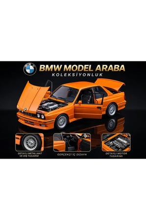 1988 BMW 3 SERIES M3 Turuncu (E30) BMW M3 WARSTEINER DİECAST ARABA BMW E30 MODEL