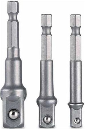 3'lü Lokma Adaptörü Seti, 1/4", 3/8", 1/2" Çelik, Matkap ve Vidalama Aletleri için 1/4" Hex Plus