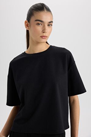 DeFacto Relax Fit Bisiklet Yaka Basic Düz Kısa Kollu Siyah Tişört C7630AX24AUBK81