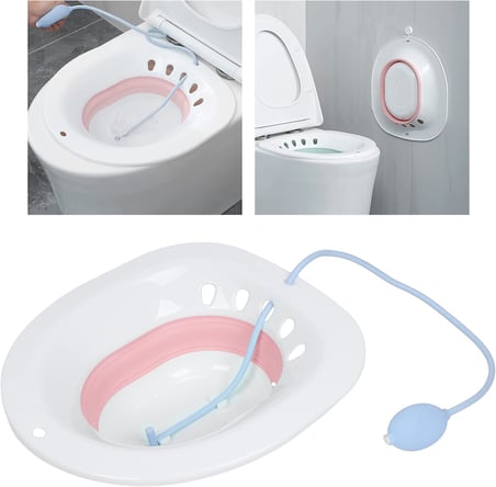 Tuvalet için oturma banyosu, klozet, banyo klozet oturağı, katlanır oturma banyosu, hemoroid bakımı, kendi kendini temizleyen kalça sulama lavabosu (pembe)