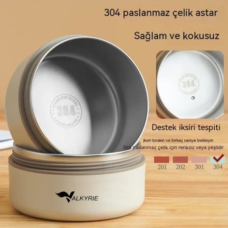 3 Gözlü Paslanmaz Çelik Isı Yalıtımlı Yemek Kabı Seti Çantalı 304 Steel 2 x 420ml + 550ml