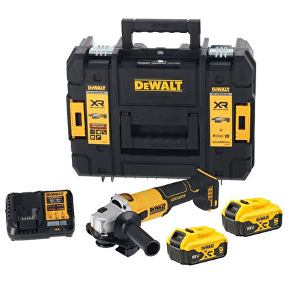 Dewalt DCG407P2T 18V 5.0 Ah Çift Akülü 125mm Kömürsüz Avuç Taşlama	
