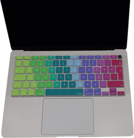 Türkçe Q Klavye Koruyucu MacBook Air 13 A2179 A2337 M1 Uyumlu | UK ISO Ters L Enter | Ultra İnce Silikon Keyboard Cover Pembe Yeşil