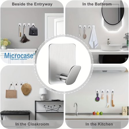Yapışkanlı Paslanmaz Çelik Banyo Mutfak Eşya Havlu Vb Metal Askılık - AL5180 2 ADET (Siyah)
