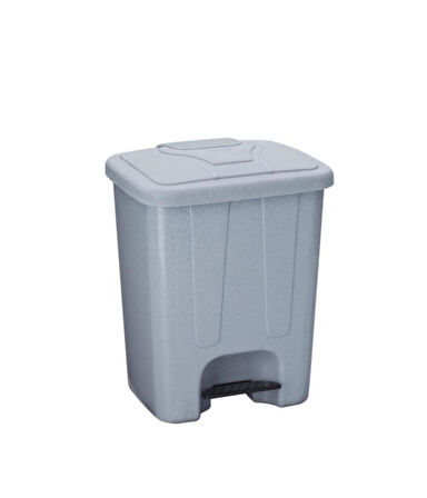 Omnipazar SY-4255 40 lt Köşeli Pedallı Plastik Çöp Kovası (İç Kovasız) Gri