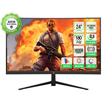 GamePower 24'' Vivid T40 Curved RGB 180Hz 0.5ms FHD  2x2W Speaker Gaming Monitör (VA Panel)