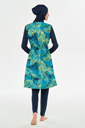 Rozamay 253309 Clara  Lacivert  Tam Boy Lycralı Dijital Desen Tesettür Mayo