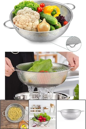 Deconox Paslanmaz Çelik 22cm Çift Kulplu Sepet Süzgeç, Salata Süzgeci Meyve Süzgeci, Makarna Süzgec - Paslanmaz Çelik Çift Kulplu 22cm Sepet