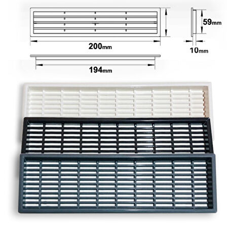 PLASTİK MENFEZ DİKDÖRTGEN SİYAH