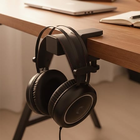 Premium Siyah Asılabilir Masa Kenarı Kulaklık Standı, Ergonomik ve Sağlam