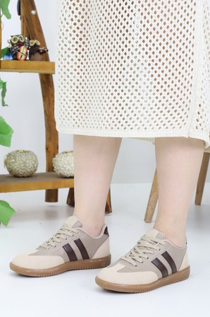 Günlük Spor Ayakkabı Bej Kahverengi – Rahat Taban Sneaker