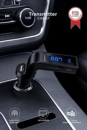 Transmitter Usb Girişli Android Ios Uyumlu Bluetooth CARG7 Siyah Pratik Aksiyon Şarj Aleti