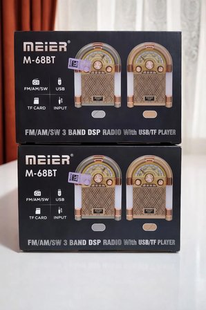 M-68BT Bluetooth Nostaljik Radyo Şarjlı Işıklı Retro Müzik Kutusu FM/AM/SW USB TF Kart