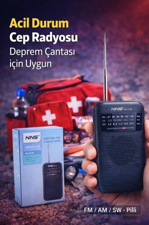 NS-8138 FM / AM / SW 3 Bant Deprem Çantasına Uygun Taşınabilir Cep Radyosu | Pilli Mini Radyo