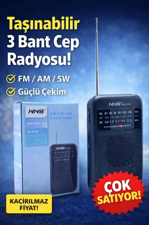 NS-8138 FM / AM / SW 3 Bant Deprem Çantasına Uygun Taşınabilir Cep Radyosu | Pilli Mini Radyo