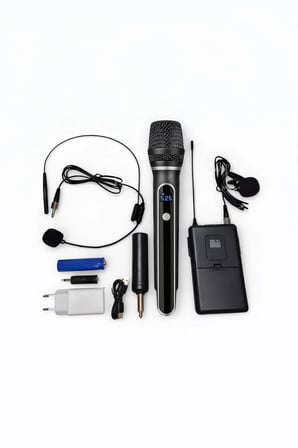 UHF Kablosuz Mikrofon Seti El Kafa Yaka Mikrofonlu 6.3mm Jack Karaoke Organizasyon Seti + Hoparlör
