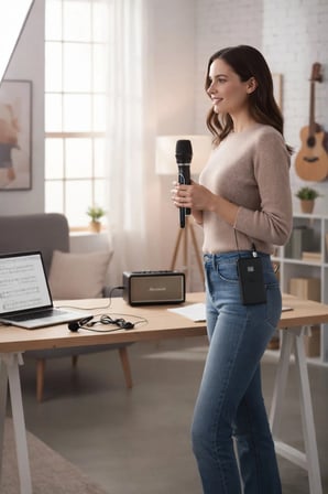 UHF Kablosuz Mikrofon Seti El Kafa Yaka Mikrofonlu 6.3mm Jack Karaoke Organizasyon Seti + Hoparlör