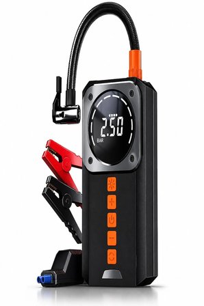 8.000mAh Powerbank Şarjlı Akü Takviye Cihazı 4500A Tepe Akımlı Akü Takviyeli Oto Hava Kompresör 150 PSI