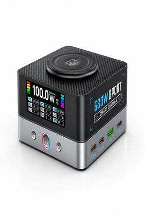 680W GaN Masaüstü Çoklu Şarj İstasyonu PD 3.1 USB-C Laptop Macbook Telefon Tablet Akıllı Saat Şarj Cihazı