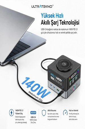 680W GaN Masaüstü Çoklu Şarj İstasyonu PD 3.1 USB-C Laptop Macbook Telefon Tablet Akıllı Saat Şarj Cihazı