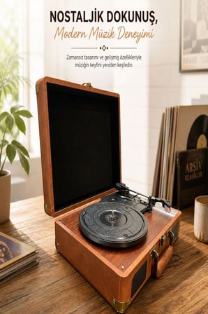 MZL-P01 Bluetooth Plak Çalar, 3 Hız (33/45/78 RPM), USB/SD/AUX/RCA/Kulaklık Destekli, Dahili Hoparlörlü Taşınabilir Retro Valiz Pikap