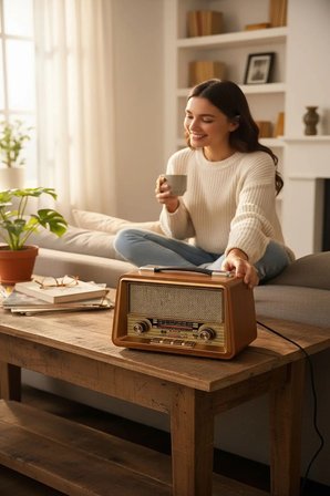 RT-680 Gerçek Ahşap Eskitme Bluetooth Hoparlör Mp3 Çalar Müzik Kutusu Nostaljik Radyo