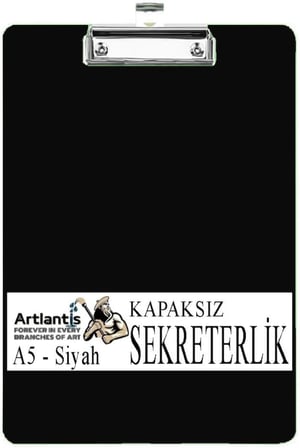Sekreterlik Kapaksız A5 Küçük Boy 1 Adet Renkli Kapaksız Sekreterlik Klipsli Metal Mekanizmalı 80 Yaprak Kapasiteli Ofis Siyah