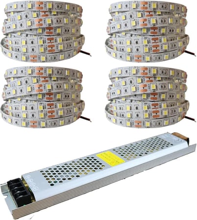 20 Metre Şerit LED Günışığı Renk + 12v 25 Amper 300 Watt LED Trafo - 3 Dirençli Double Pcb - Oturma Odası, Yatak Odası ve Mutfak için Gizli Aydınlatma