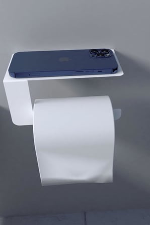 Metal Beyaz Telefon Raflı Tuvalet Kağıtlık, Wc Kağıtlık MT44B