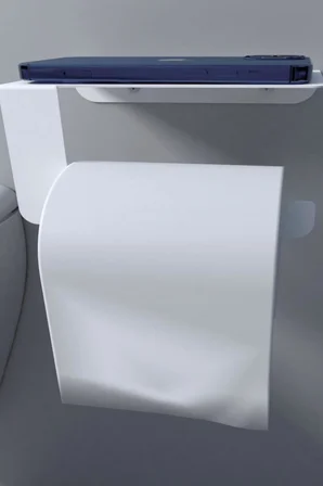 Metal Beyaz Telefon Raflı Tuvalet Kağıtlık, Wc Kağıtlık MT44B