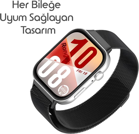 Huawei Watch Fit 4/Fit 4 Pro/Fit 3 ile Uyumlu Metal Hasırlı Kordon Manyetik Tasarımlı Terletmeyen Nefes Alan Hafif Yapılı Bileğe Göre Ayarlanabilen Deformasyona Dayanıklı Milano Kayış