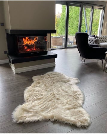 Kuzu Post Üst Kalite Tüy Dökmez Yıkanabilir Yumuşak Dokulu Peluş Halı, KEMİK, 50 x 80