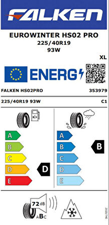 FALKEN 225/40R19 93W XL EUROWINTER HS02 PRO 2025 ÜRETİM KIŞ LASTİĞİ