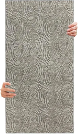 3D Kendinden Yapışkanlı Duvar Kağıdı Yeni Nesil Akustik Keçe Panel Dalgalı Desen 52x98 cm (Açık Gri, 2 Adet 1 m²)