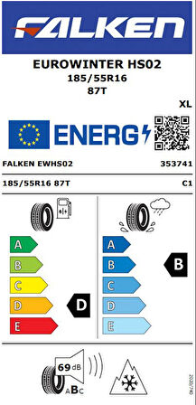 FALKEN 185/55R16 87T XL EUROWINTER HS02 2025 ÜRETİM KIŞ LASTİĞİ