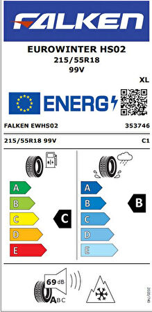 FALKEN 215/55R18 99V XL EUROWINTER HS02 2025 KIŞ LASTİĞİ