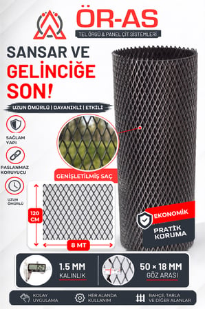  Genişletilmiş Saç Sık Göz Aralıklı Kümes Teli (- 120 Cm Yükseklik 8 Mt Uzunluk -)