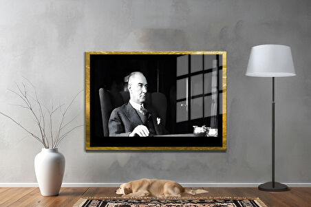 Gazi Mustafa Kemal Atatürk ÖZEL SERİ^# Miyrem  Design Cam Tablo Model: 22