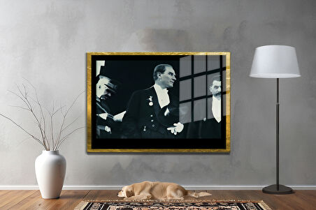 Gazi Mustafa Kemal Atatürk ÖZEL SERİ^# Miyrem  Design Cam Tablo Model: 113