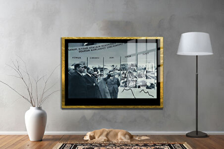 Gazi Mustafa Kemal Atatürk ÖZEL SERİ^# Miyrem  Design Cam Tablo Model: 130