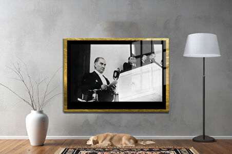 Gazi Mustafa Kemal Atatürk ÖZEL SERİ^# Miyrem  Design Cam Tablo Model: 152