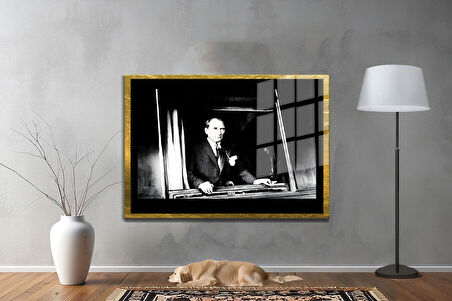 Gazi Mustafa Kemal Atatürk ÖZEL SERİ^# Miyrem  Design Cam Tablo Model: 163
