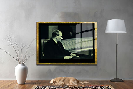Gazi Mustafa Kemal Atatürk ÖZEL SERİ^# Miyrem  Design Cam Tablo Model: 252