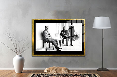 Gazi Mustafa Kemal Atatürk ÖZEL SERİ^# Miyrem  Design Cam Tablo Model: 343