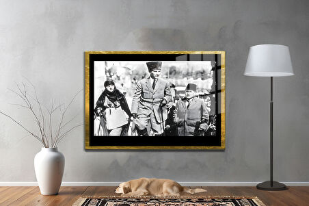 Gazi Mustafa Kemal Atatürk ÖZEL SERİ^# Miyrem  Design Cam Tablo Model: 430
