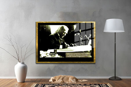 Gazi Mustafa Kemal Atatürk ÖZEL SERİ^# Miyrem  Design Cam Tablo Model: 498