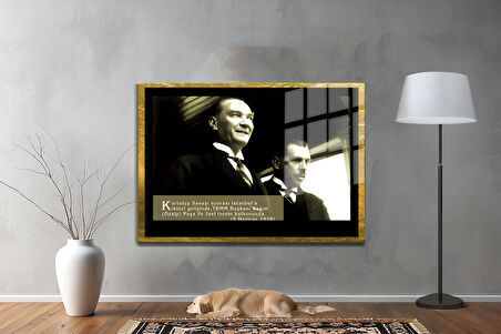 Gazi Mustafa Kemal Atatürk ÖZEL SERİ^# Miyrem  Design Cam Tablo Model: 535