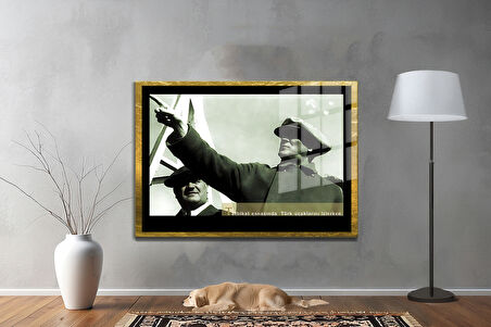 Gazi Mustafa Kemal Atatürk ÖZEL SERİ^# Miyrem  Design Cam Tablo Model: 555